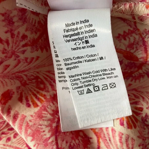 J Crew Puff Sleeve Smocked Mini Dress in Dandelion Swirl Pink/White Sz M - Picture 14 of 14